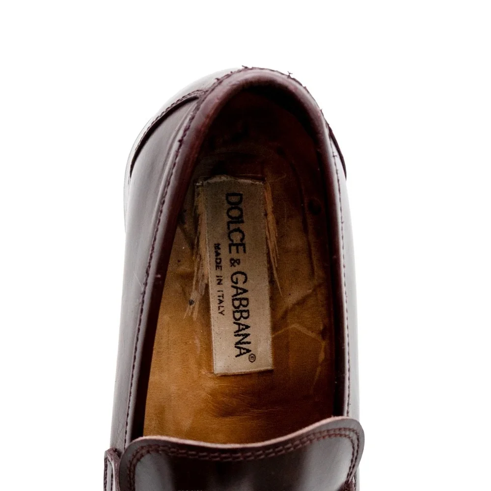 Dolce & Gabbana DG Logo Loafers Mens US 9 EU 42 Burgundy Leather Italy Size 8